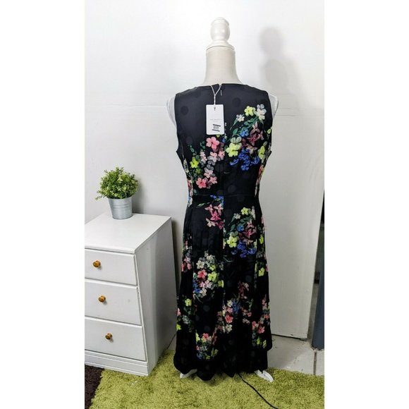 TED BAKER LONDON NWT Black Camylle Pergola Floral Midi Dress Size 12 - Picture 3 of 9
